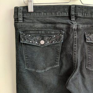 [White House Black Market] Noir Black Beaded Jeans Denim - 12R
